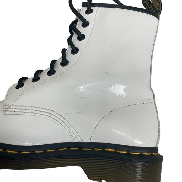 Doc‎ Martens 1182 White Patent Combat Boots Size 8 - Picture 7 of 13